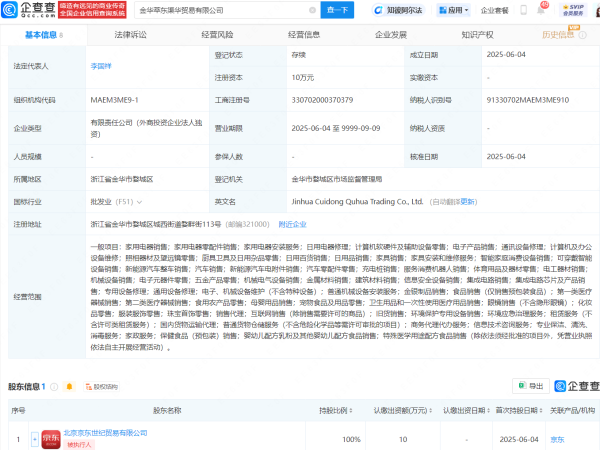配资优秀股票配资平台  京东在浙江成立贸易新公司，含机器人业务