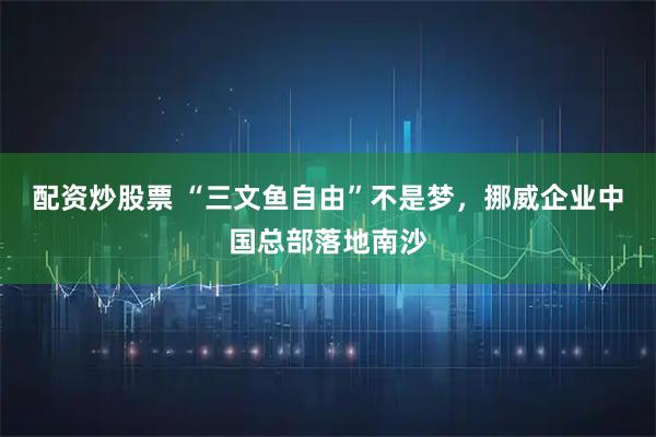 配资炒股票 “三文鱼自由”不是梦，挪威企业中国总部落地南沙