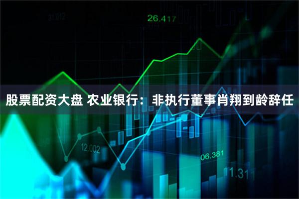 股票配资大盘 农业银行：非执行董事肖翔到龄辞任